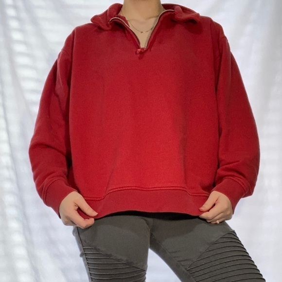 GAP Vintage 1980s Women’s Red Halfway Zip Collared Pullover in Size Large - Picture 6 of 16